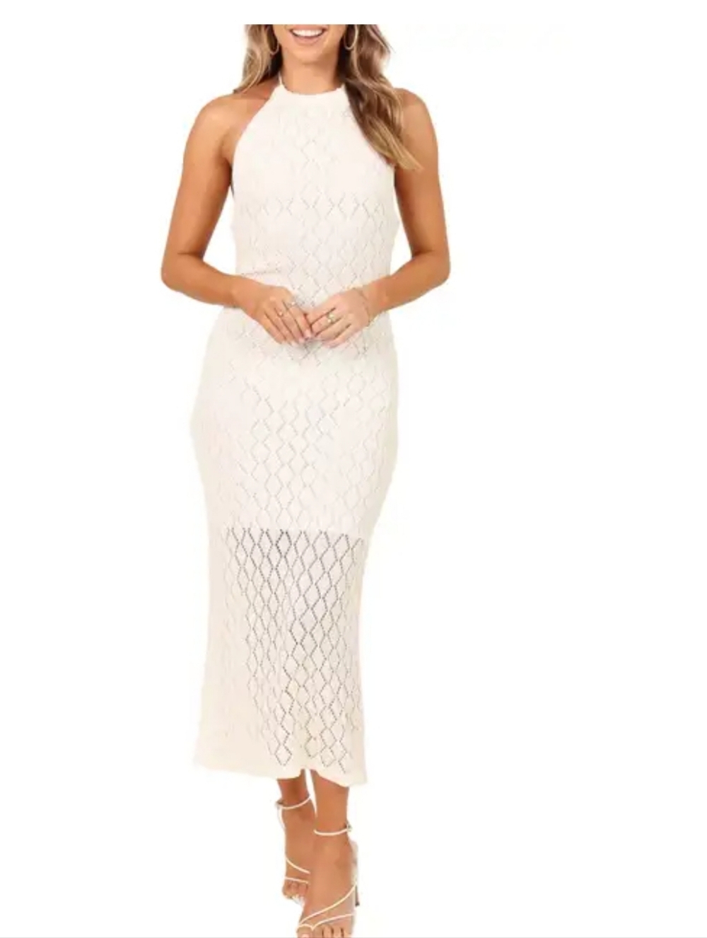 NWT Petal & Pup Kailani Halter Maxi Dress In Ivory Size Large
